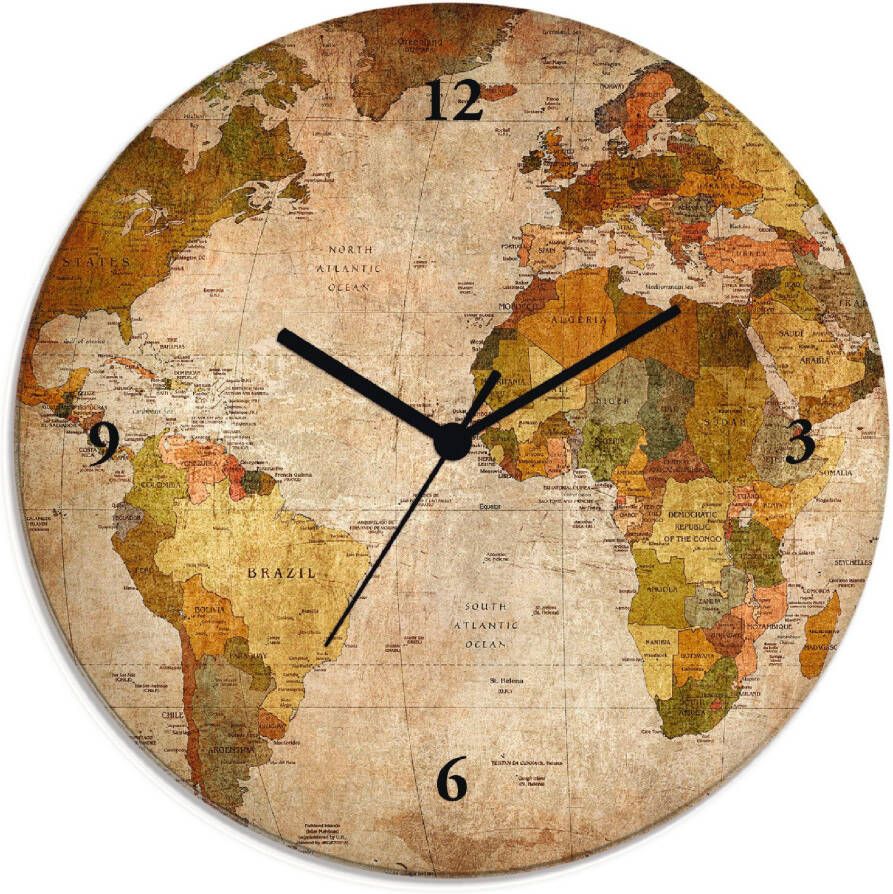 Artland Wandklok Wereldkaart optioneel verkrijgbaar met kwarts- of radiografisch uurwerk geruisloos zonder tikkend geluid - Foto 11