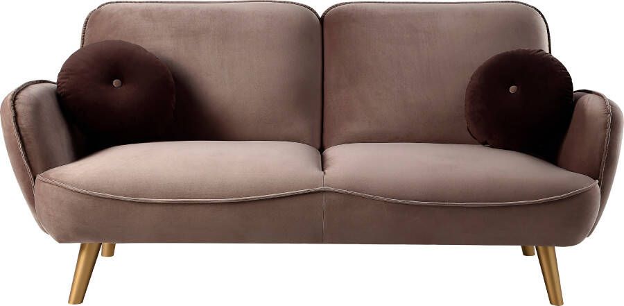 ATLANTIC home collection 3-zitsbank Ben met nosagvering incl. 2 sierkussens goudkleurige massief houten poten - Foto 8