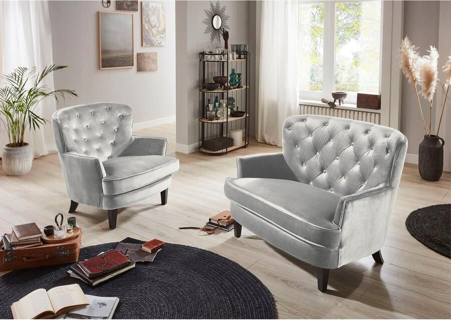 ATLANTIC home collection 1 5-zitsbank Luipaard XXL-fauteuil met pocketveringskern en fluwelen hoes - Foto 3