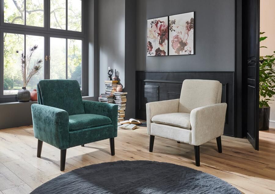 ATLANTIC home collection Fauteuil Kimmy met chenillebekleding vrij plaatsbaar hoog zitcomfort - Foto 6