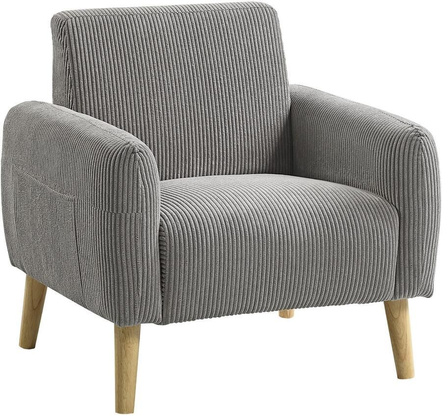 ATLANTIC home collection Fauteuil Moby met binnenvering kleine zak en moderne ribfluwelen bekleding - Foto 2