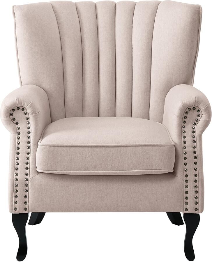 ATLANTIC home collection Fauteuil Toni modern met klinknagels en hoge rugleuning