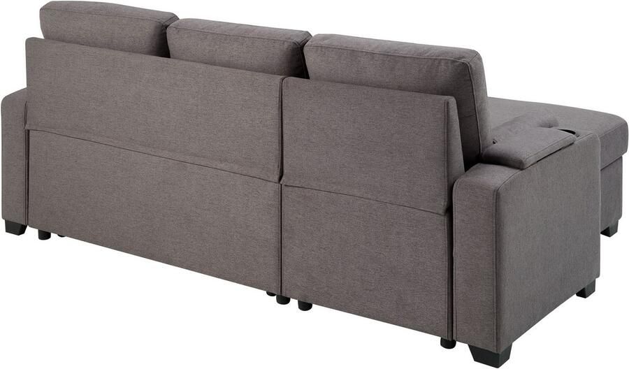 ATLANTIC home collection Hoekbank Gorje L-vorm met slaapfunctie opbergruimte bekerhouder opbergvakken & kussenrollen - Foto 5