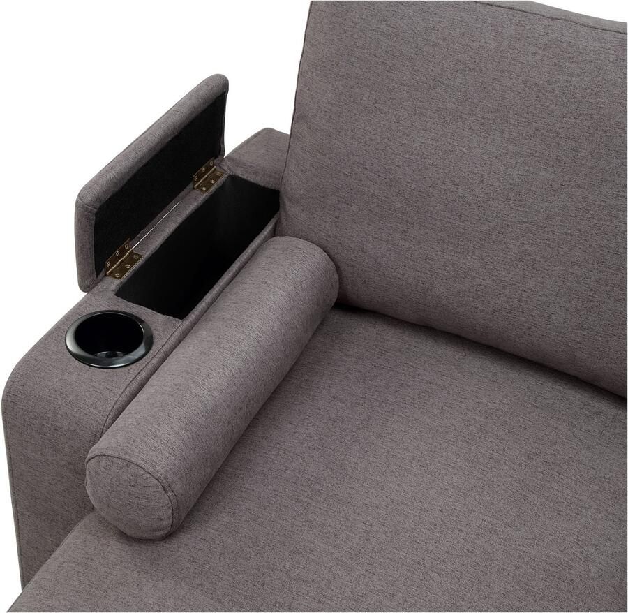 ATLANTIC home collection Hoekbank Gorje L-vorm met slaapfunctie opbergruimte bekerhouder opbergvakken & kussenrollen