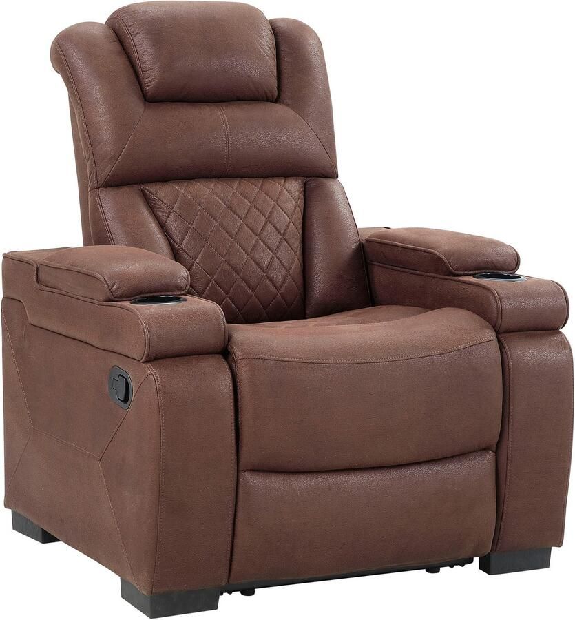 ATLANTIC home collection Relaxfauteuil Faris Relaxfunctie bekerhouder en opbergruimte in armleuningen