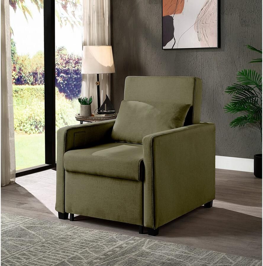 ATLANTIC home collection Relaxfauteuil Jerry met slaapfunctie als logeerbed en inclusief kussens - Foto 2