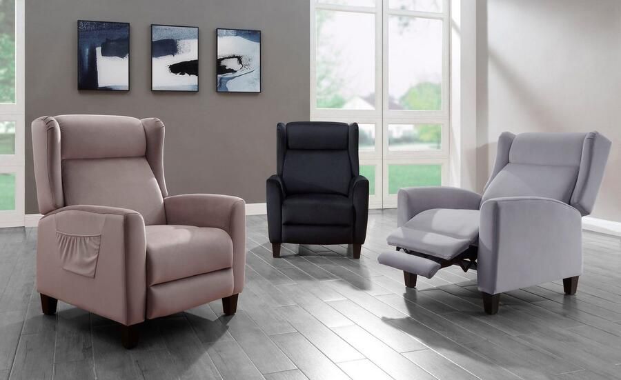 ATLANTIC home collection Relaxfauteuil Timo klassieke oorfauteuil met relaxfunctie en praktisch zijvak - Foto 7