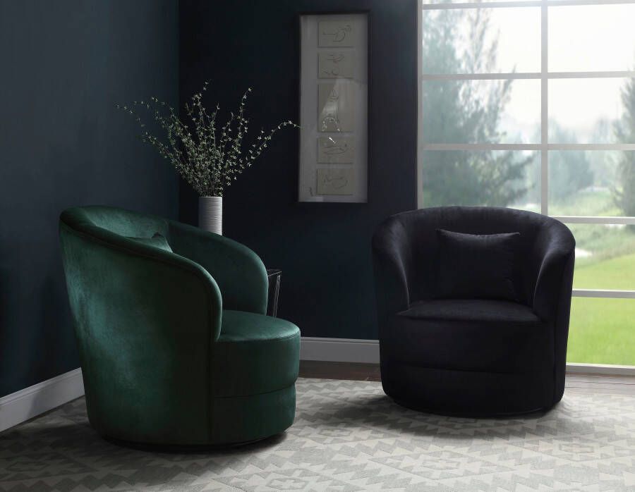 ATLANTIC home collection Draaibare fauteuil Colin 360° vrij draaiend in fluwelen hoes incl. sierkussen - Foto 5