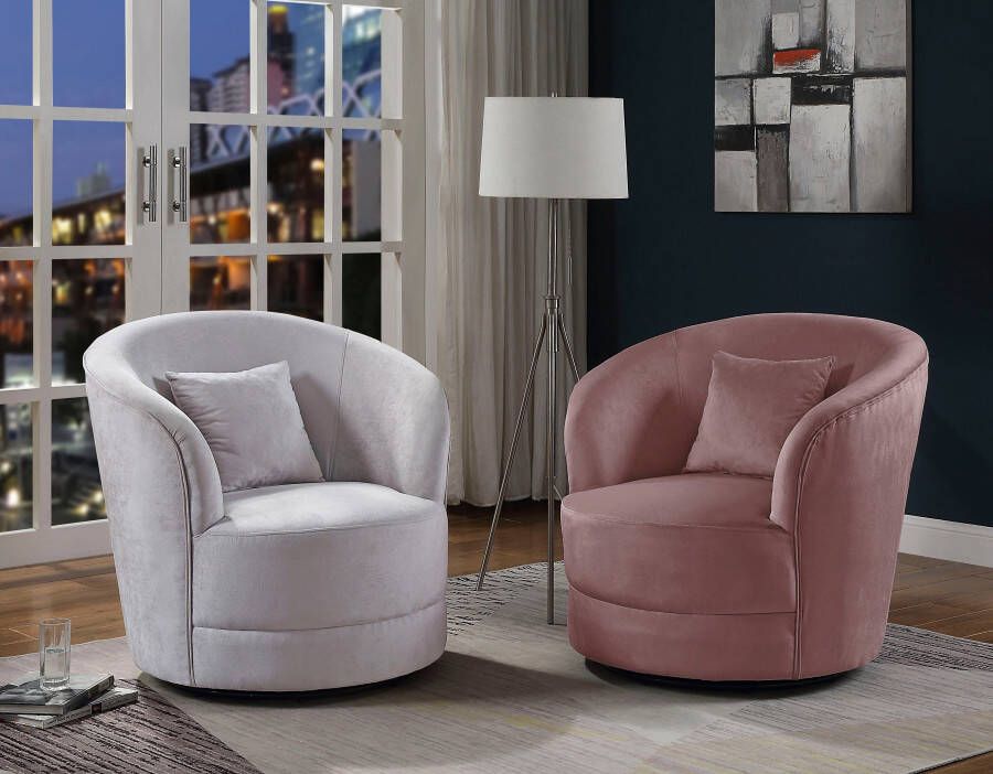 ATLANTIC home collection Draaibare fauteuil Colin 360° vrij draaiend in fluwelen hoes incl. sierkussen - Foto 6