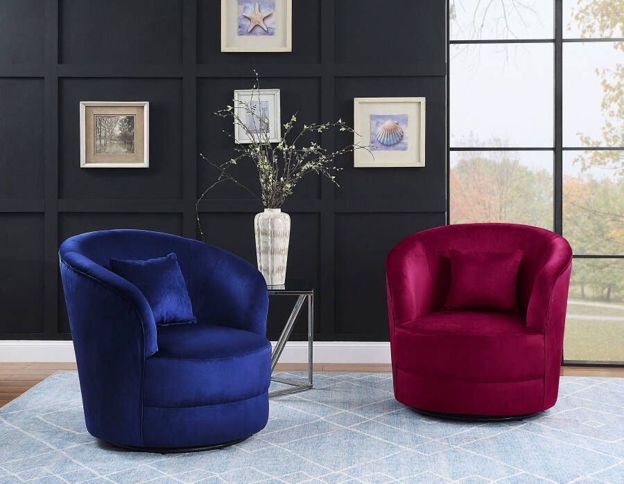 ATLANTIC home collection Draaibare fauteuil Colin 360° vrij draaiend in fluwelen hoes incl. sierkussen - Foto 6