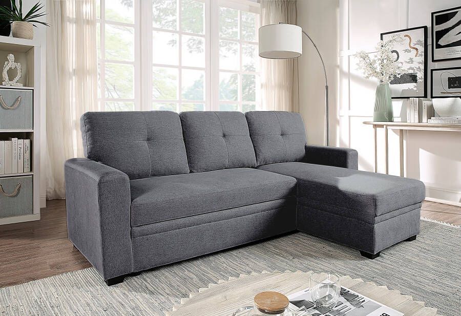 ATLANTIC home collection Hoekbank Gerrit L-vorm Bank met slaapbank functie en bedbox de recamiere kan rechts of links worden gemonteerd - Foto 8