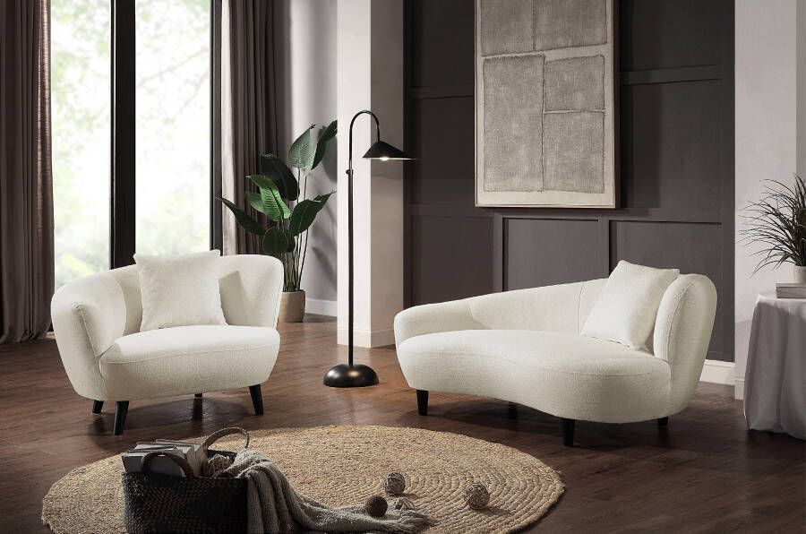 ATLANTIC home collection Loungestoel Olivia XXL-fauteuil niermodel-fauteuil met sierkussen overtrokken met de originele stof