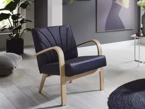 ATLANTIC home collection Loungestoel Vinny Retro-fauteuil in fluweel natuurhout-fineer