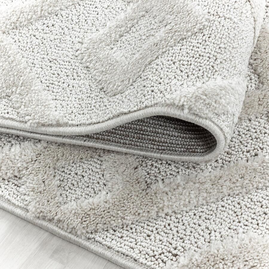 Adana Carpets Hoogpolig vloerkleed geometrisch patroon crèmekleur woonkamerkleed jute achterkant afmeting: 160 cm x 230 cm - Foto 4