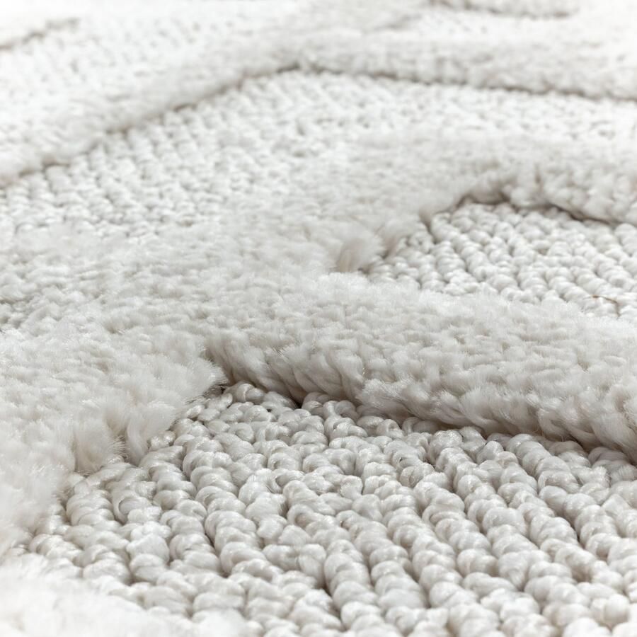 Adana Carpets Hoogpolig vloerkleed geometrisch patroon crèmekleur woonkamerkleed jute achterkant afmeting: 160 cm x 230 cm - Foto 6