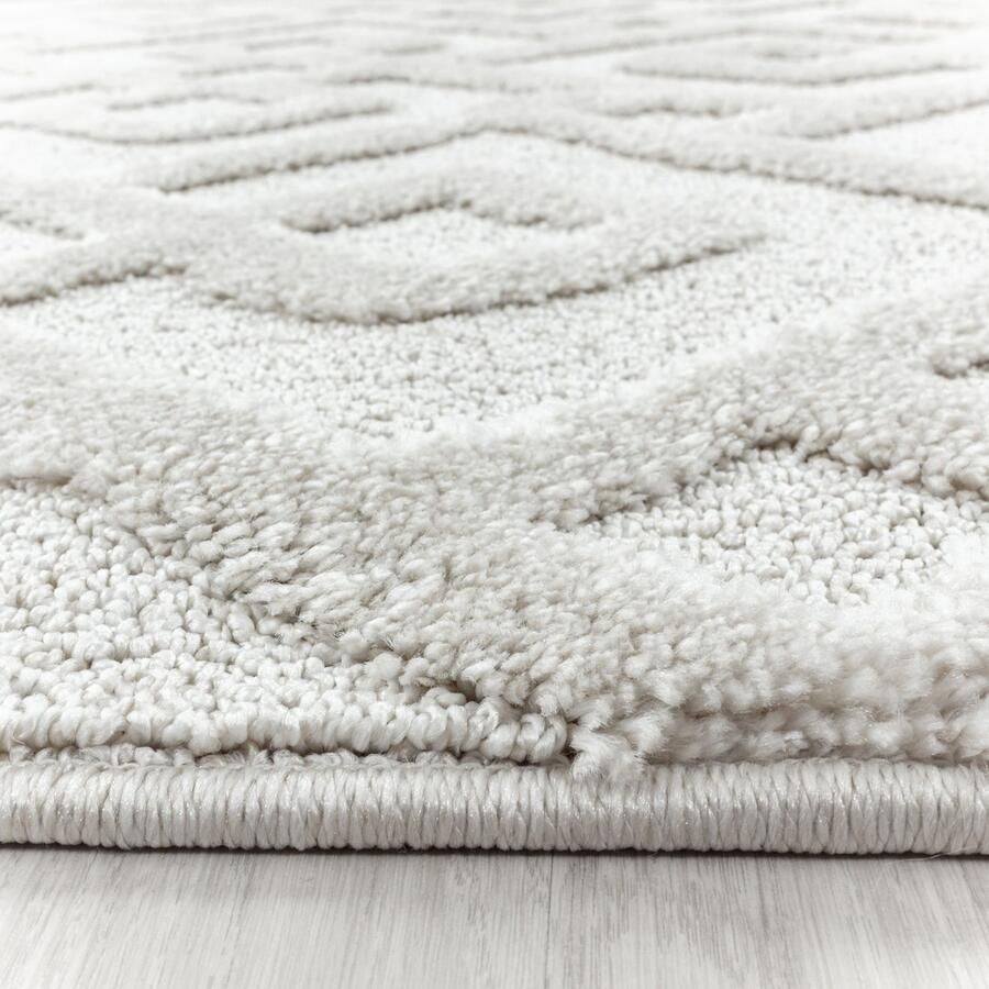 Adana Carpets Hoogpolig vloerkleed geometrisch patroon crèmekleur woonkamerkleed jute achterkant afmeting: 160 cm x 230 cm - Foto 7