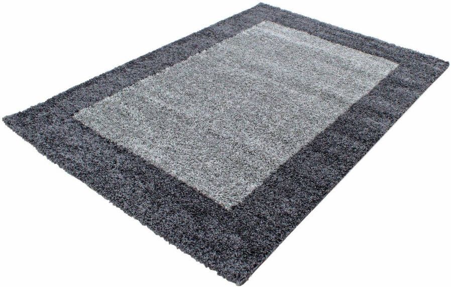 Adana Carpets Hoogpolig vloerkleed grijs licht grijs met lijstmotief 200x290cm - Foto 8