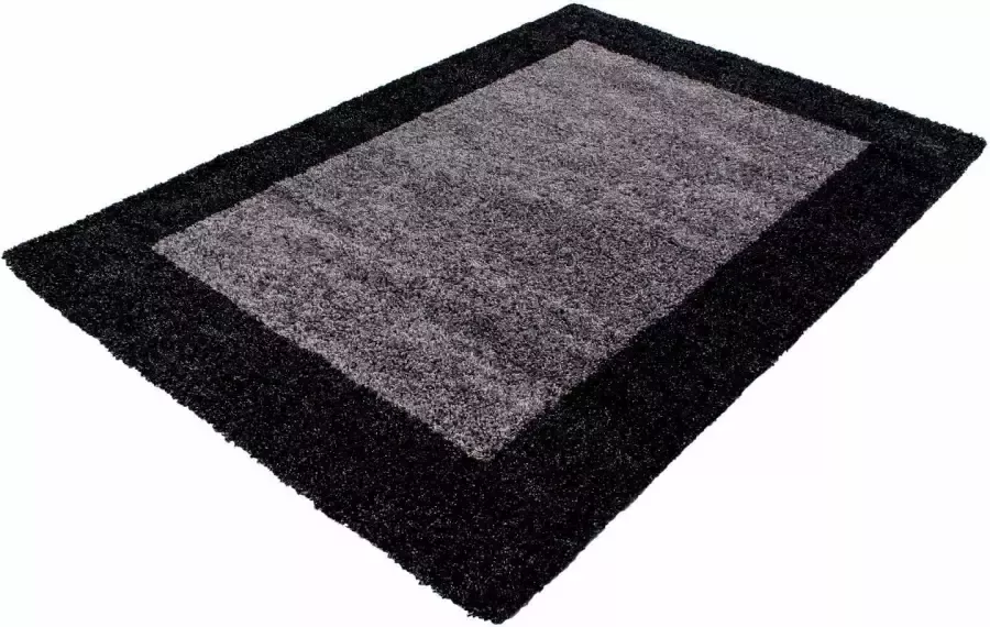 Adana Carpets Hoogpolig vloerkleed antraciet grijs met lijstmotief 200x290cm - Foto 9