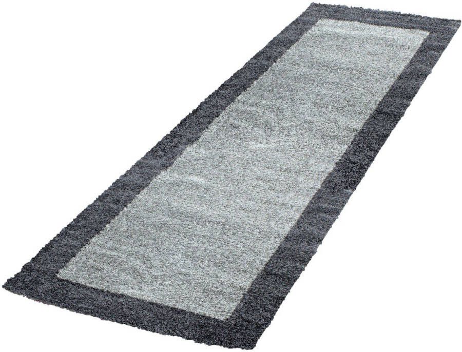 Adana Carpets Hoogpolig vloerkleed grijs licht grijs met lijstmotief 200x290cm - Foto 5