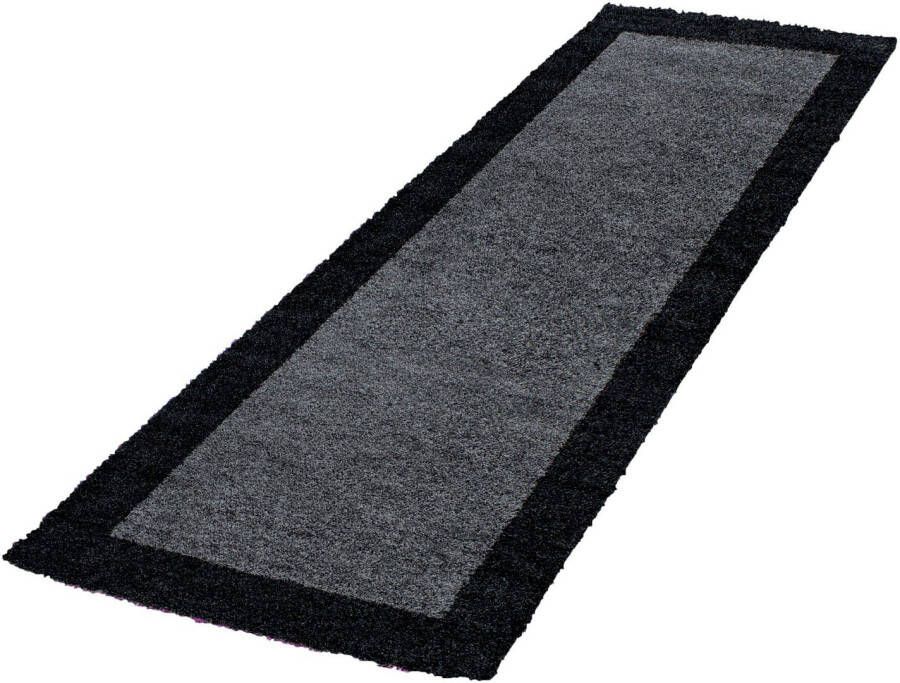 Adana Carpets Hoogpolig vloerkleed antraciet grijs met lijstmotief 200x290cm - Foto 7