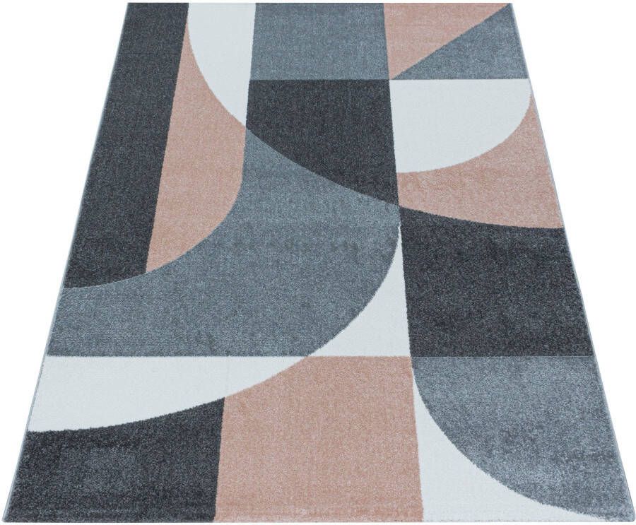 Adana Carpets Retro vloerkleed Stencil Forms Roze Grijs 140x200cm