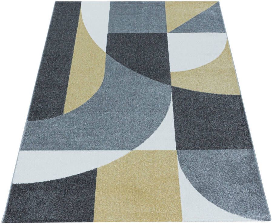 Adana Carpets Retro vloerkleed Stencil Forms Geel Grijs 160x230cm