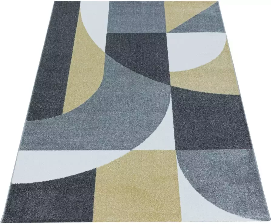 Adana Carpets Retro vloerkleed Stencil Forms Geel Grijs 160x230cm - Foto 1