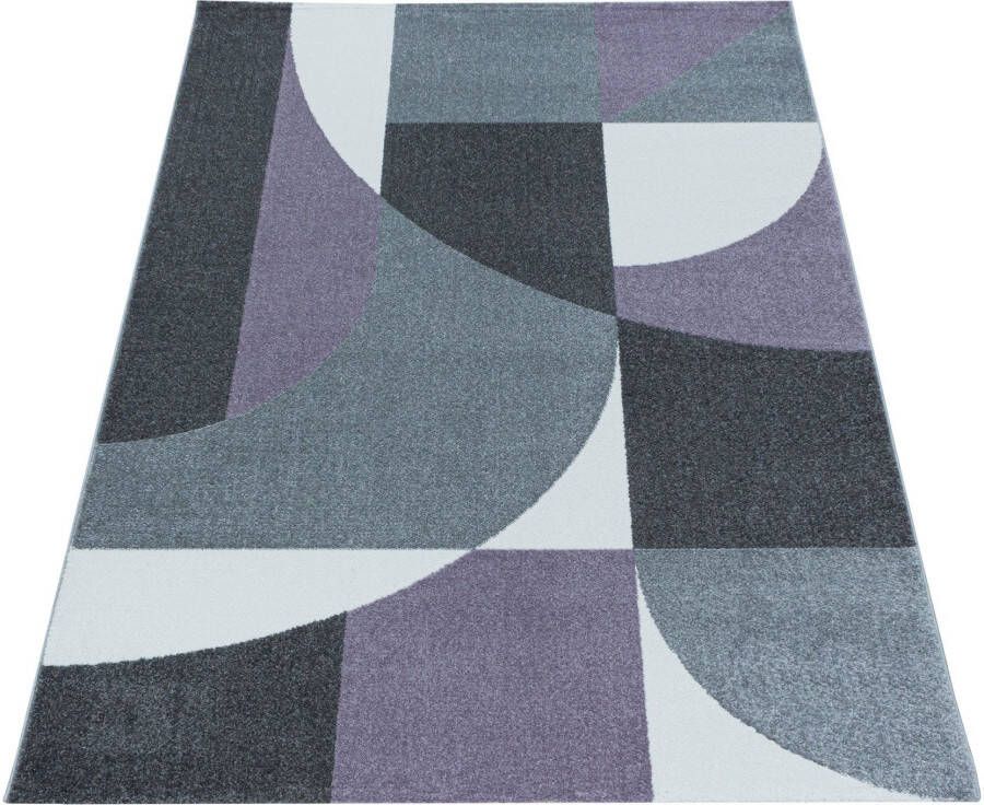 Adana Carpets Retro vloerkleed Stencil Forms Paars Grijs 200x290cm