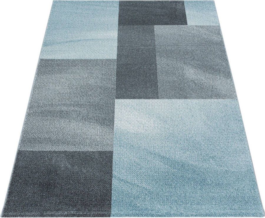 Adana Carpets Retro vloerkleed Stencil Rectangles Blauw Grijs 120x170cm