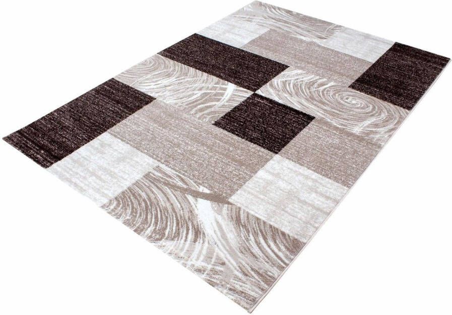 Adana Carpets Laagpolig vloerkleed met abstract ruitpatroon bruine kleur geschikt voor de woonkamer met een jute achterkant afmetingen: 200 cm x 290 cm - Foto 3