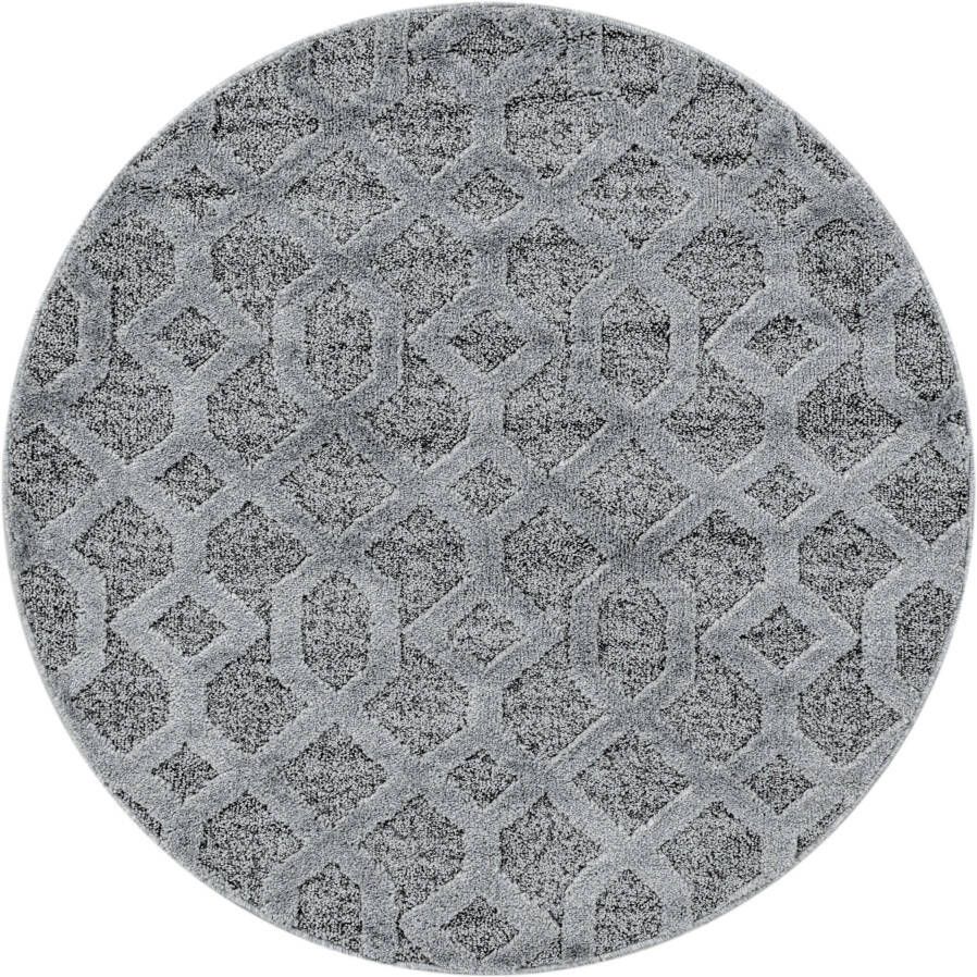 Adana Carpets Rond scandinavisch vloerkleed Pitea Tile Grijs Ø 120cm