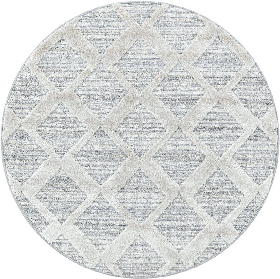 Adana Carpets Rond scandinavisch vloerkleed Pitea Diamond Grijs Ø 120cm