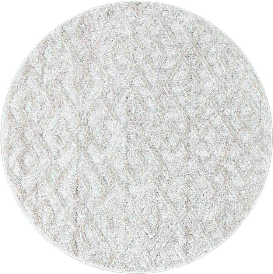 Adana Carpets Rond scandinavisch vloerkleed Pitea Pattern Creme Ø 120cm