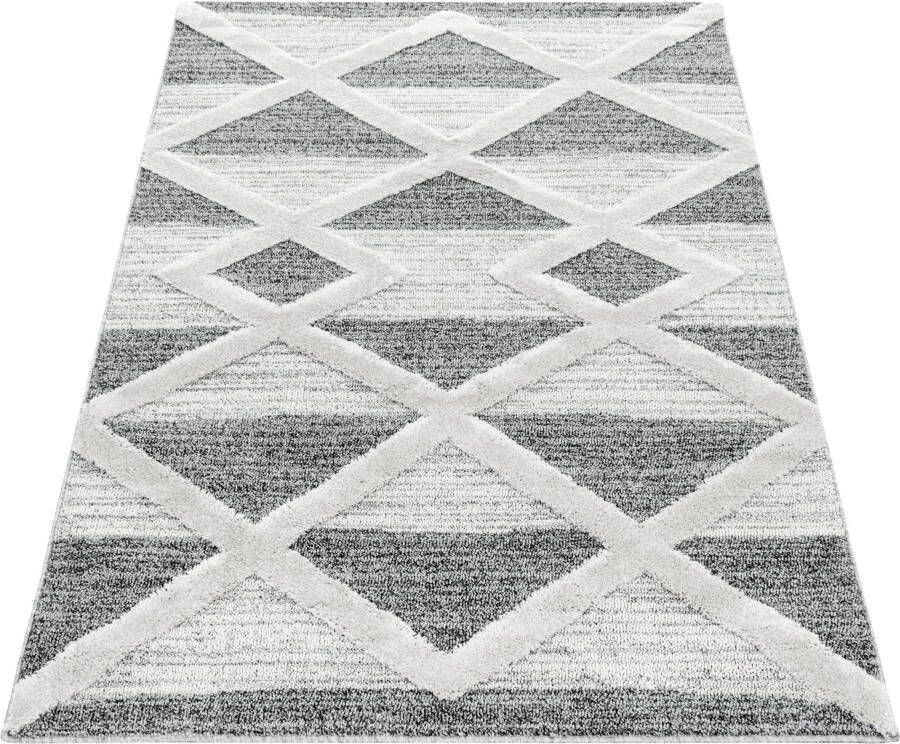 Adana Carpets Scandinavisch vloerkleed Pitea Lines Grijs Creme 160x230cm