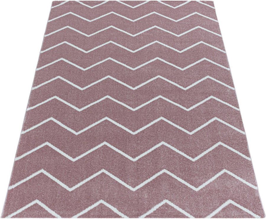 Adana Carpets Laagpolig vloerkleed Smoothly Weave Roze Wit 240x340cm