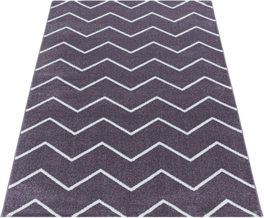 Adana Carpets Laagpolig vloerkleed Smoothly Weave Paars Wit 240x340cm