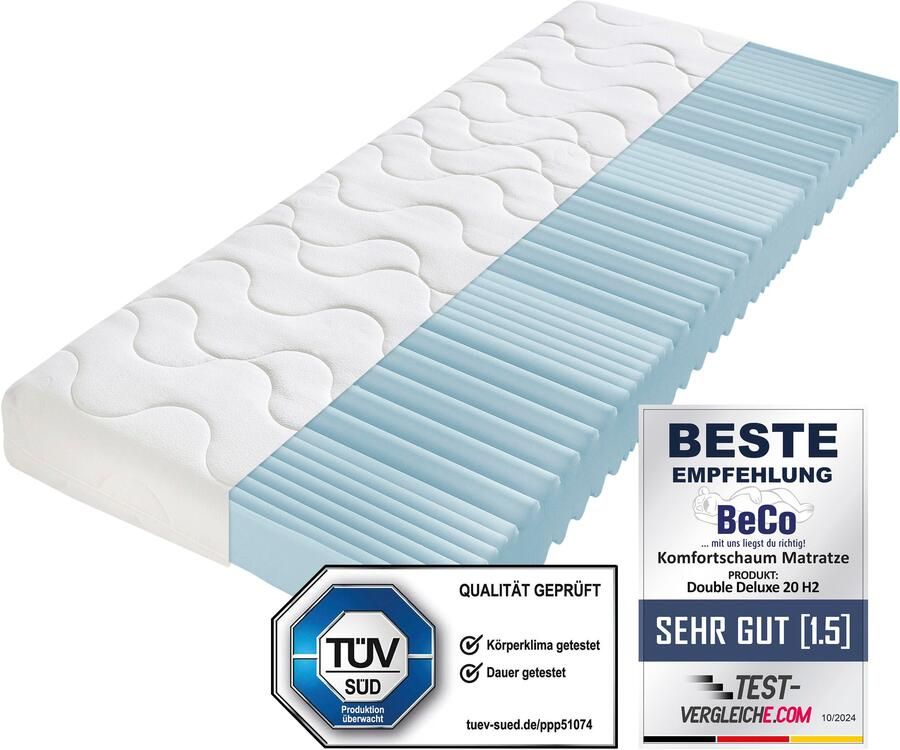 Beco Comfortschuimmatras Double Deluxe matras 20 matras in 90x200 cm en andere afm Matras door de TÜV SÜD getest* meer dan 2.000 5-sterren-beoordelingen! hoogte 20 cm - Foto 7