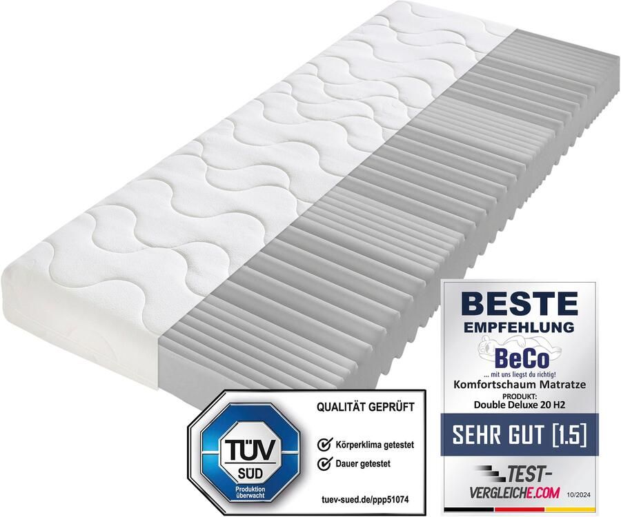 Beco Comfortschuimmatras Double Deluxe matras 20 matras in 90x200 cm en andere afm Matras door de TÜV SÜD getest* meer dan 2.000 5-sterren-beoordelingen! hoogte 20 cm - Foto 8