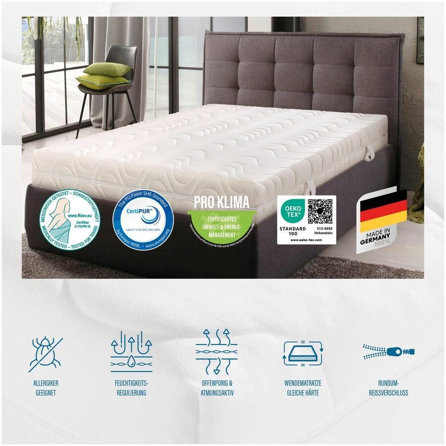 Beco Comfortschuimmatras KS Luxus Kies uit een polyester- of een natuurlijke katoenen bekleding! hoogte 27 cm - Foto 3