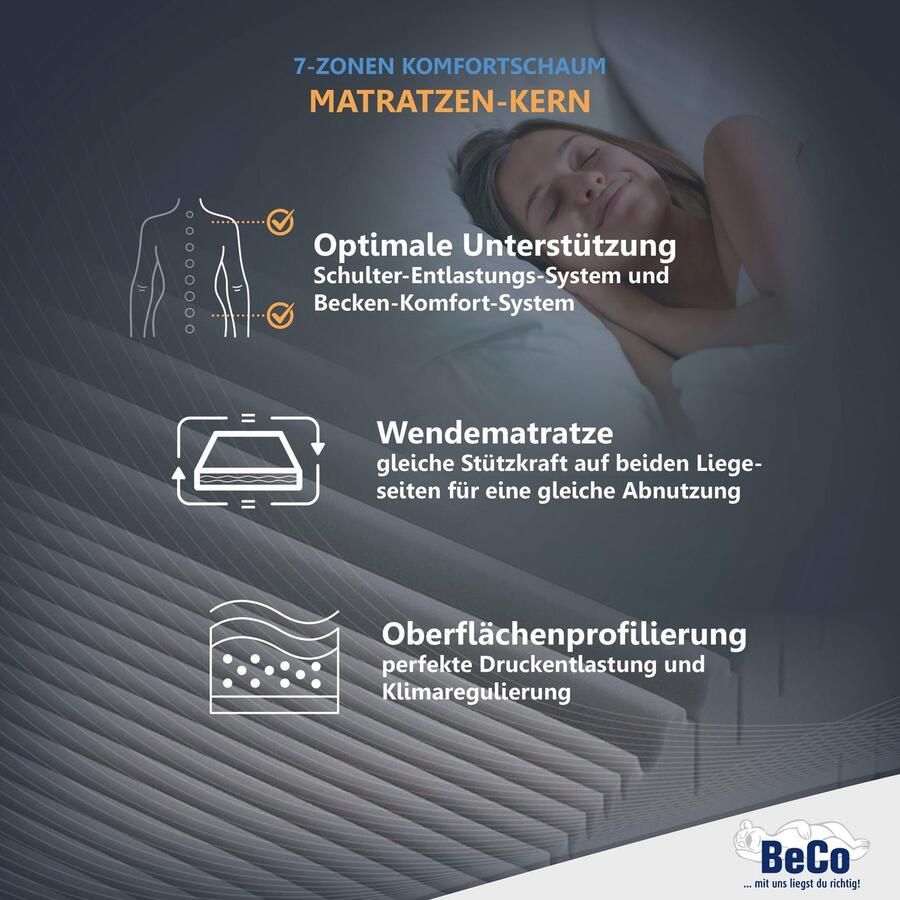 Beco Comfortschuimmatras Matras Selection MF matras in 90x200 cm en andere maten hoogte 14 cm - Foto 2