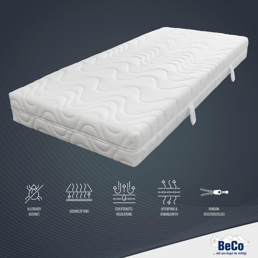 Beco Comfortschuimmatras Medistar KS matras koudschuim-gevoel 90x200 cm 140x200 cm Getest met 1* "ZEER GOED" & beoordeeld als**Duitsland Favoriet 2024 hoogte 21 cm