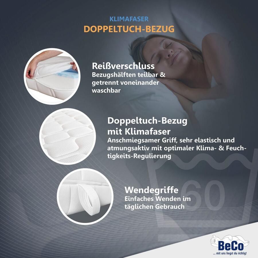 Beco Gelschuimmatras GUMO 7-zone matras 90x200 140x200 en meer zachte & harde zijde drukverlagende gel-schuimlaag ademend partner- omkeerbare matras hoogte 20 cm - Foto 1