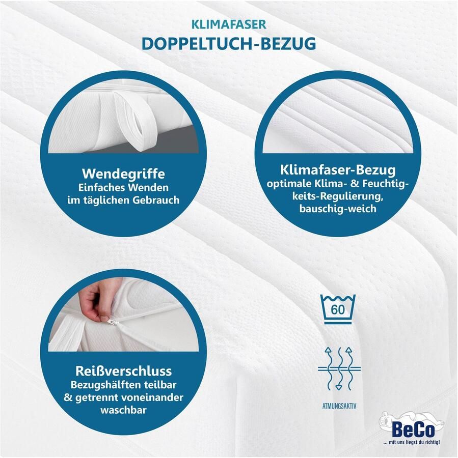 Beco Pocketveringsmatras BodyMax comfortabele matras in 90x200 140x200 cm en andere afm hoogte 22 cm - Foto 4