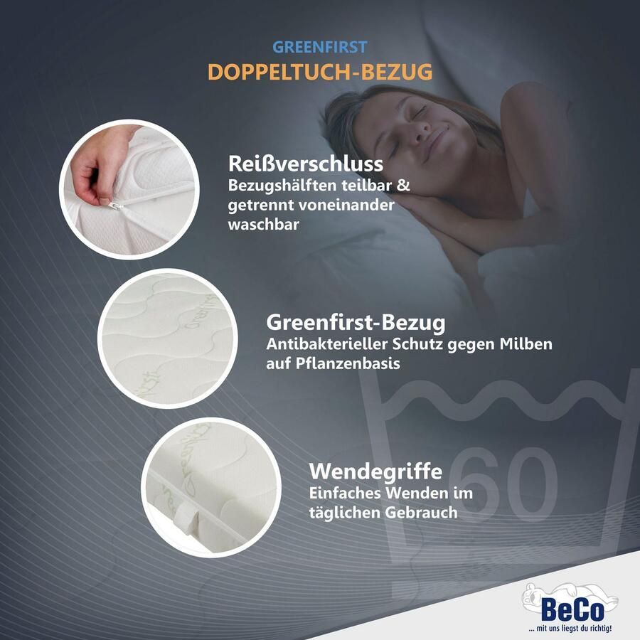 Beco Pocketveringsmatras GUMO TFK comfortabele matras in 90x200 140x200 cm en andere afm hoogte 22 cm - Foto 3