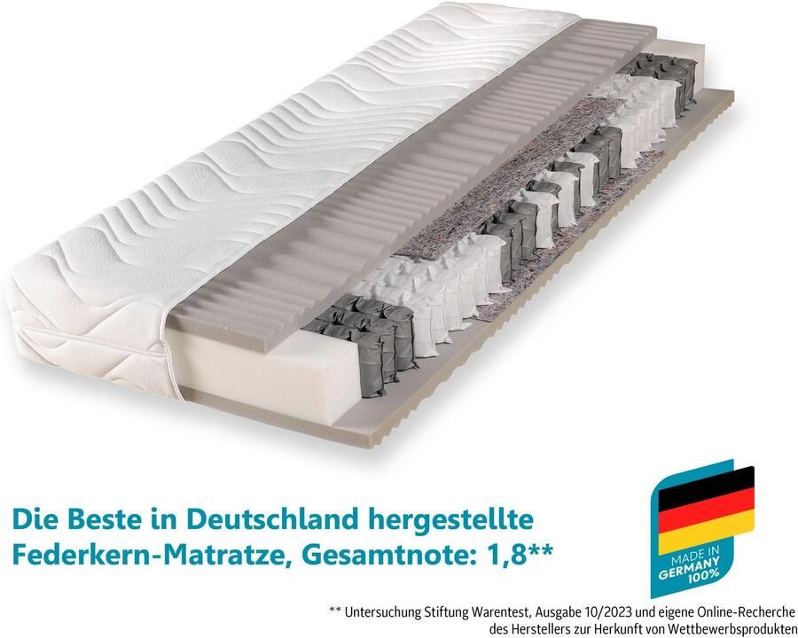 Beco Pocketveringsmatras Maxima Plus matras in 90x200 en vele andere maten beschikbaar! Matras 7 zones 90x200 cm in H3 van Stiftung Warentest "GOED (1 8)" hoogte 22 cm - Foto 7