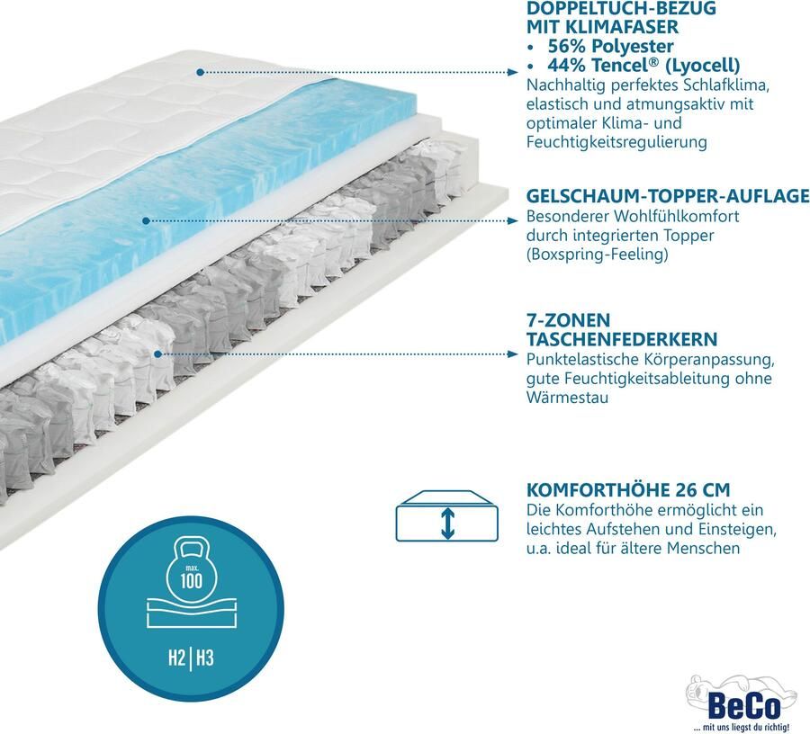 Beco Pocketveringsmatras Royal Comfort gel hoogte 26 cm - Foto 4