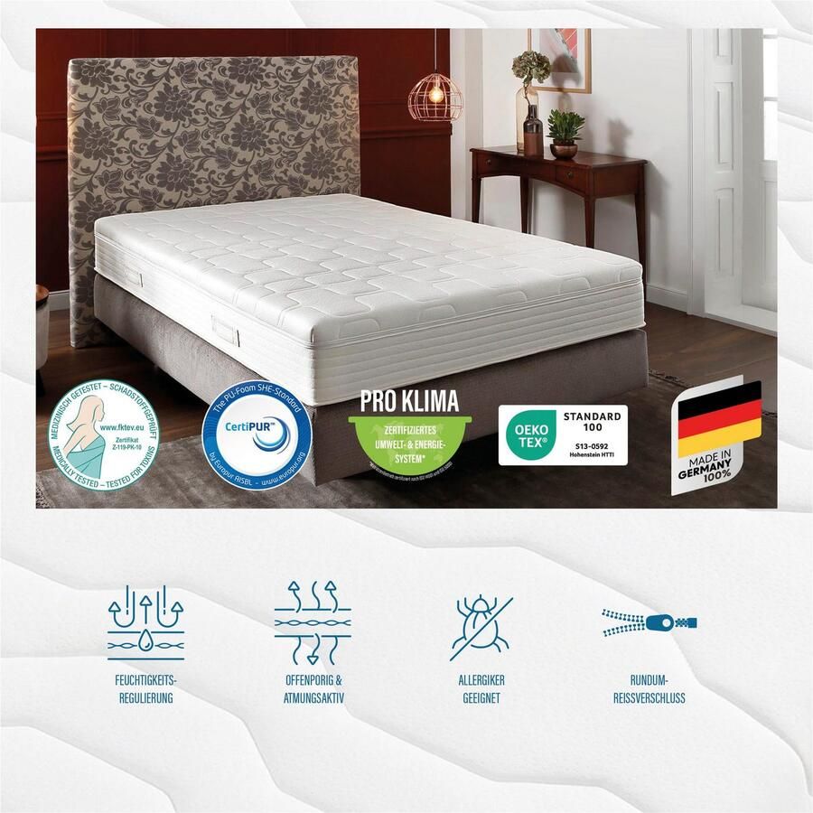 Beco Pocketveringsmatras Royal Komfort KS met geïntegreerde topper comfortabele matras in 90x200 140x200 cm en andere afm hoogte 26 cm - Foto 2