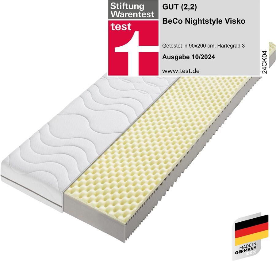 Beco Visco-matras Nightstyle Visko Matras 90x200 cm (H3) getest door Stiftung Warentest hoogte 17 cm - Foto 8