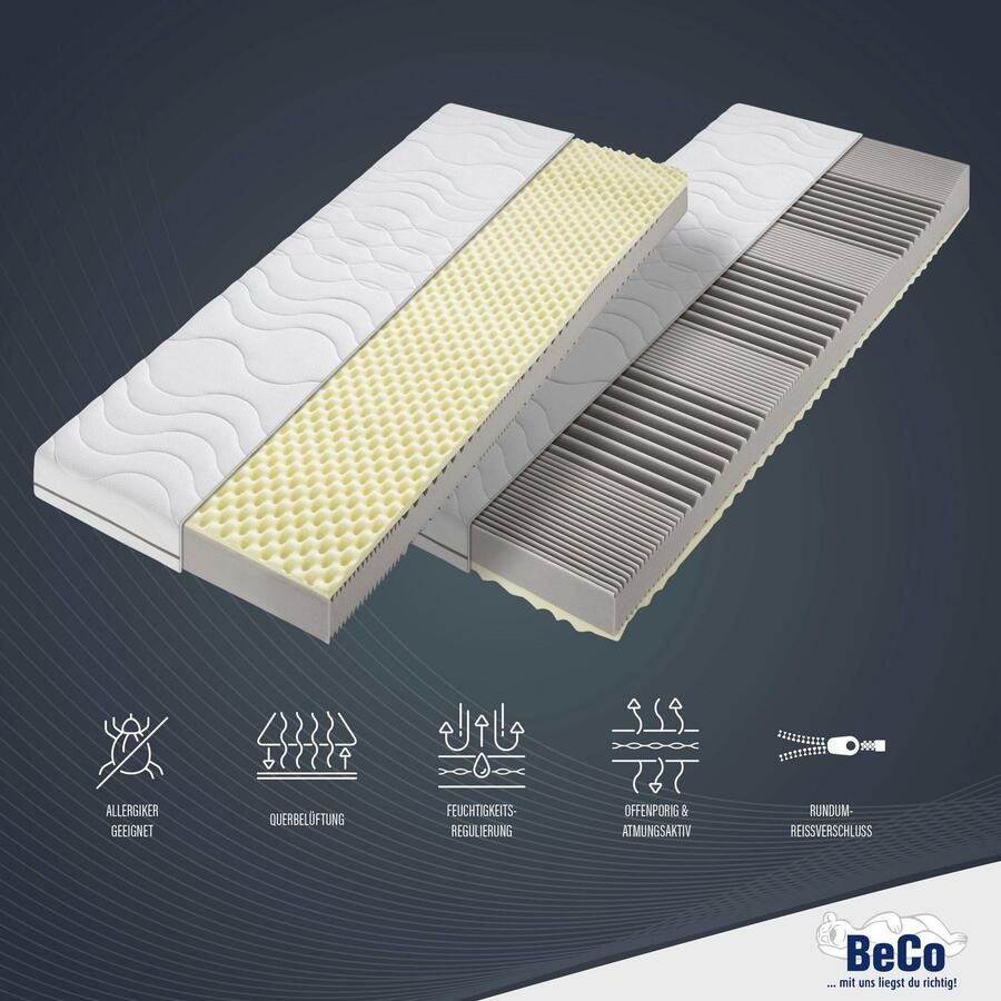 Beco Visco-matras Nightstyle Visko Matras 90x200 cm (H3) getest door Stiftung Warentest hoogte 17 cm