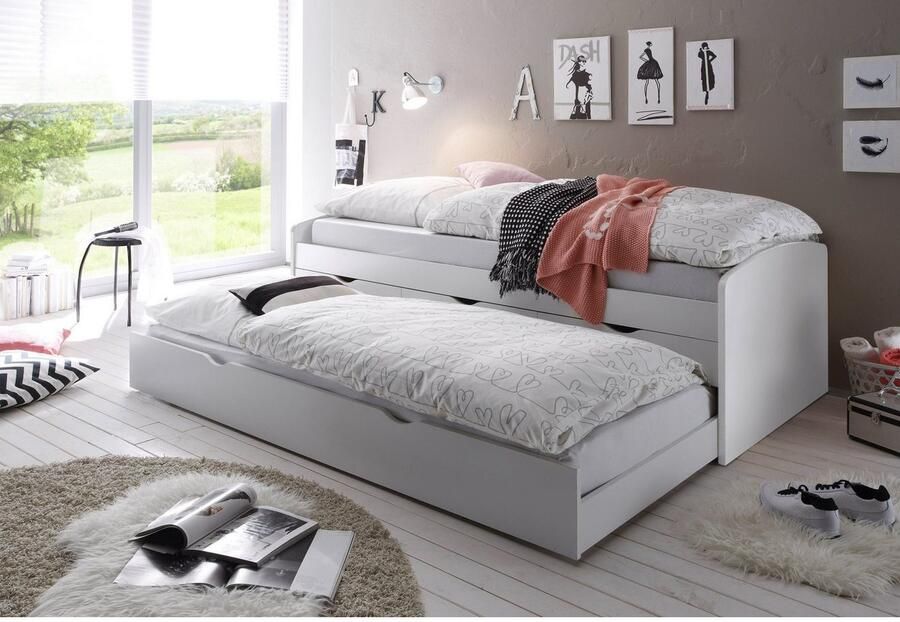 Emob Kajuitbed Nasri 90x200 met bedlade wit Bega Begabino Back to School Wit Spaanplaat Back to School Eenpersoons Kajuitbed Op voorraad